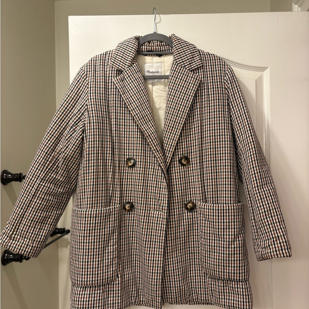 Plaid Double-Breasted Coat